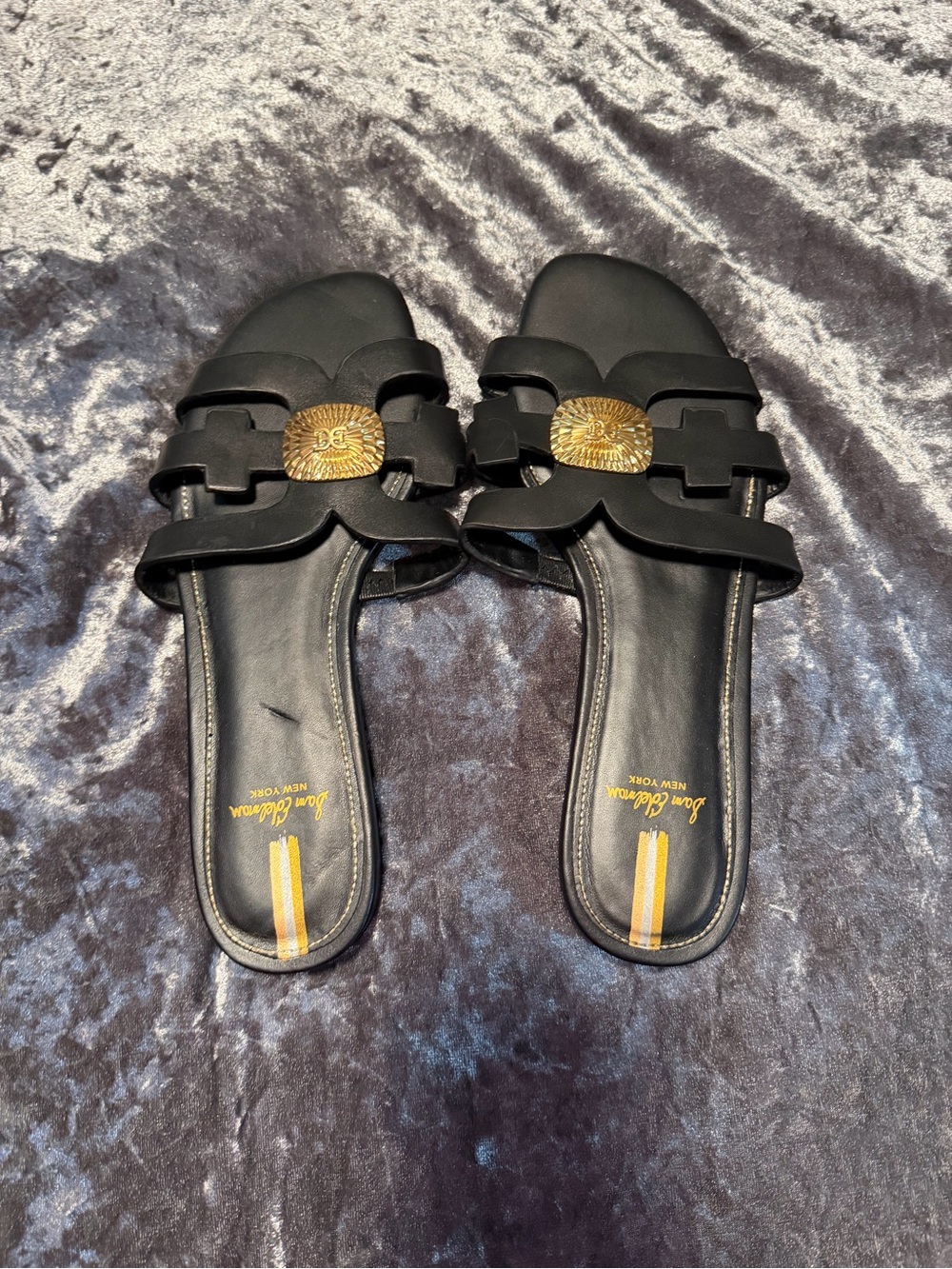 Sam Edelman Bay Radiant Slide Sandals in black leather